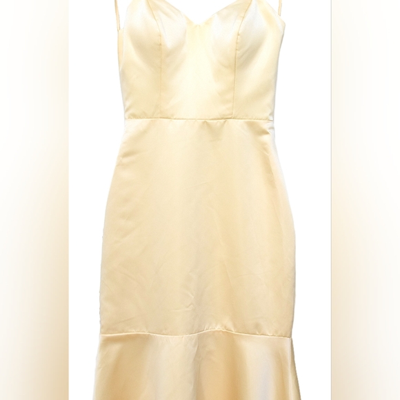 Butter Yellow Mermaid Floor Length Prom Dress Backless Fitted Size S Formal - Picture 5 of 11